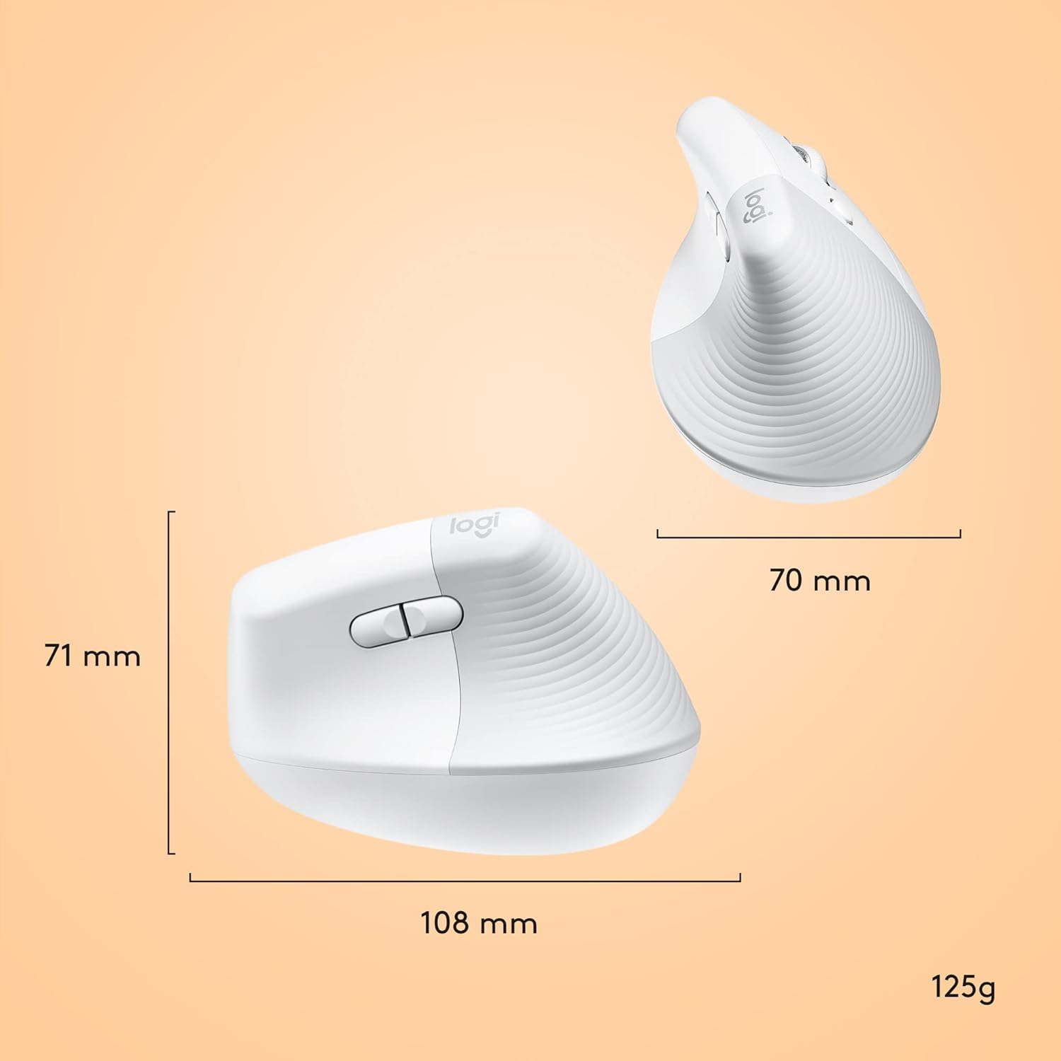 Logitech Lift for Mac - Mouse Ergonomico Wireless, OffWhite - immagine 11