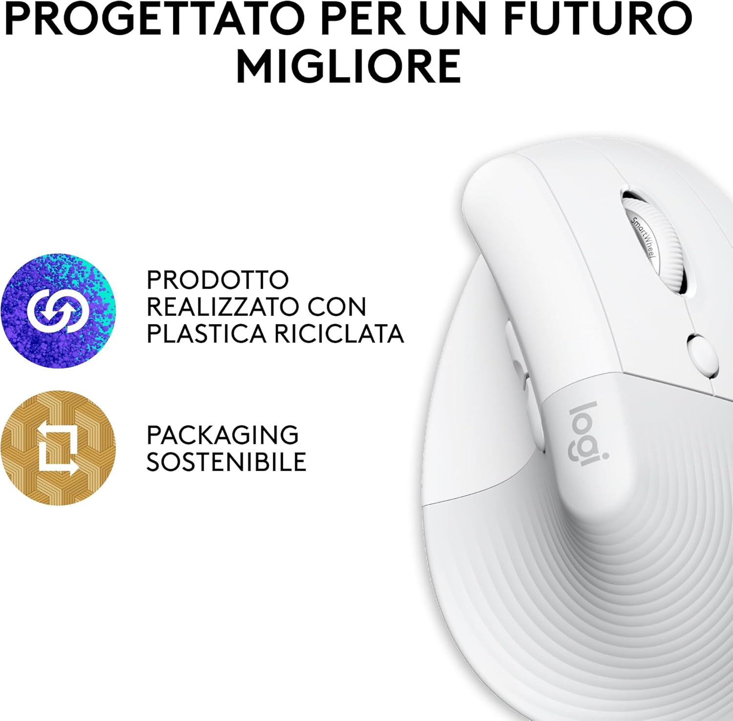 Logitech Lift for Mac - Mouse Ergonomico Wireless, OffWhite - immagine 6