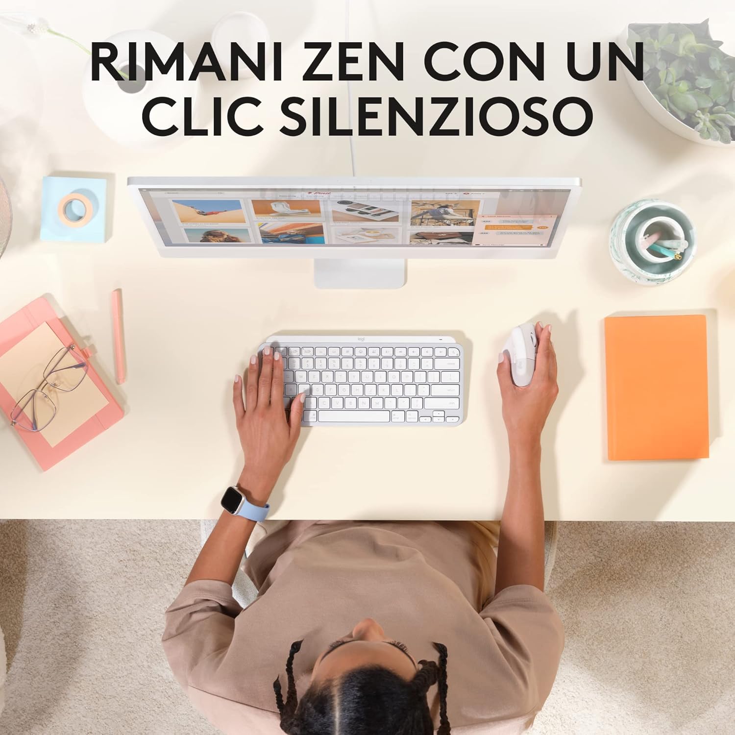 Logitech Lift for Mac - Mouse Ergonomico Wireless, OffWhite - immagine 8