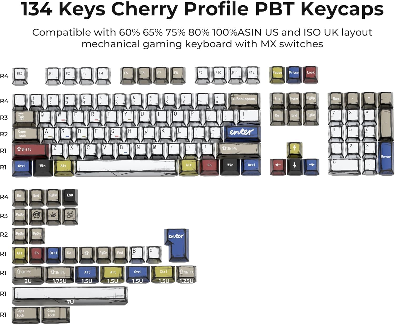 Catekro PBT Manga Set 134 Tasti Profilo Ciliegia - immagine 6