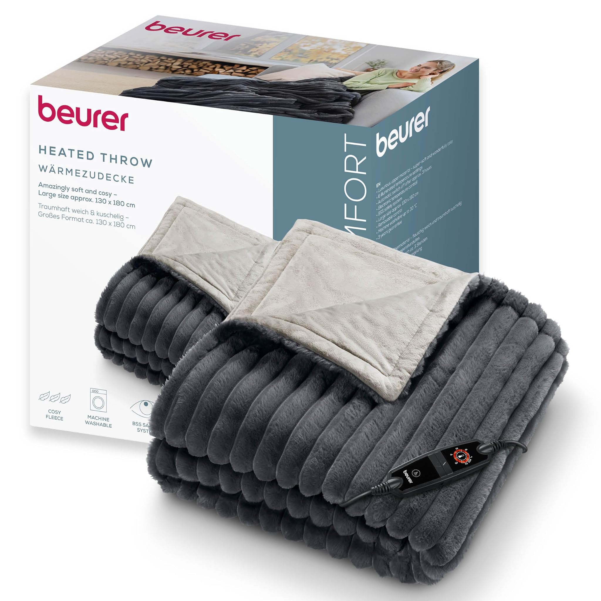 Beurer HD 82 Stockholm Termocoperta Soffice, Grigia