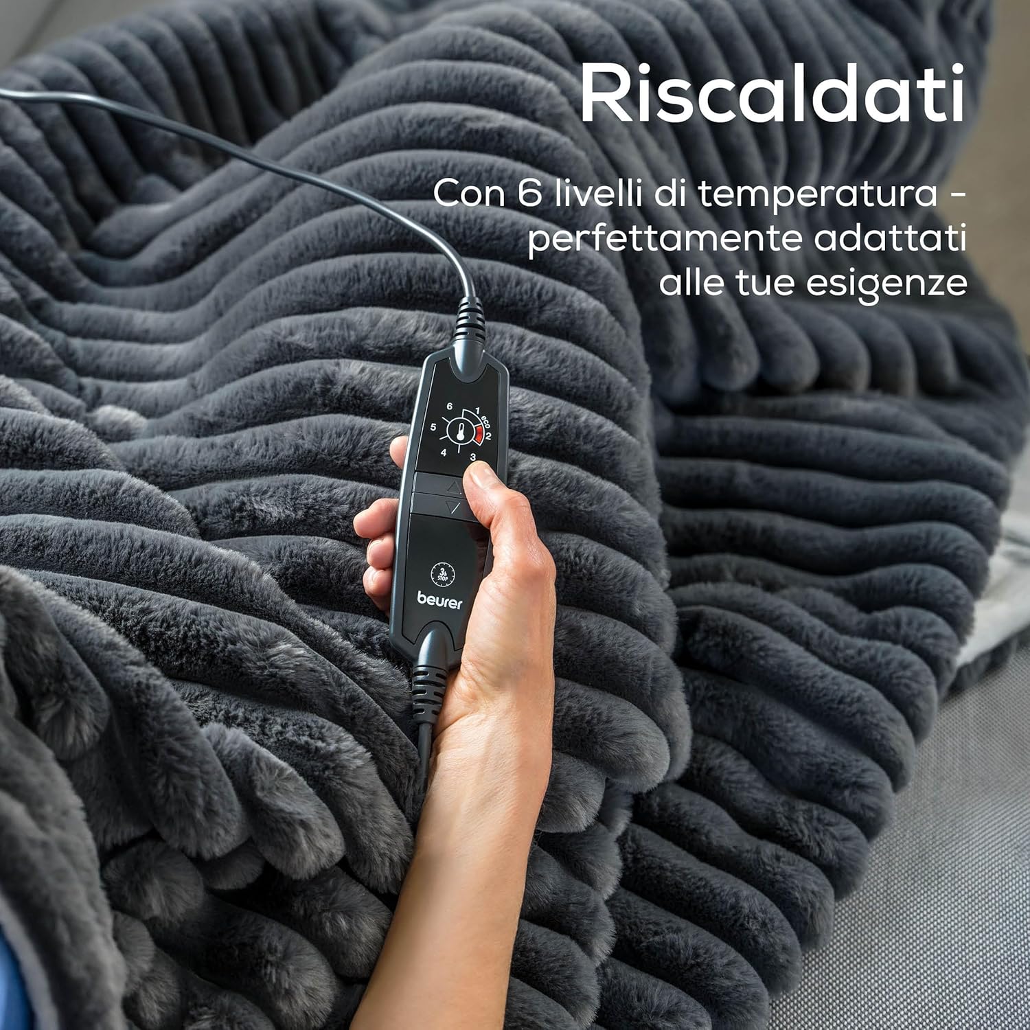 Beurer HD 82 Stockholm Termocoperta Soffice, Grigia - immagine 4