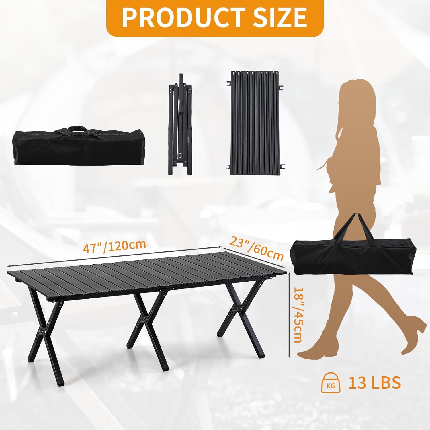 Boosden Mesa Plegable de Camping 120x80cm - immagine 3