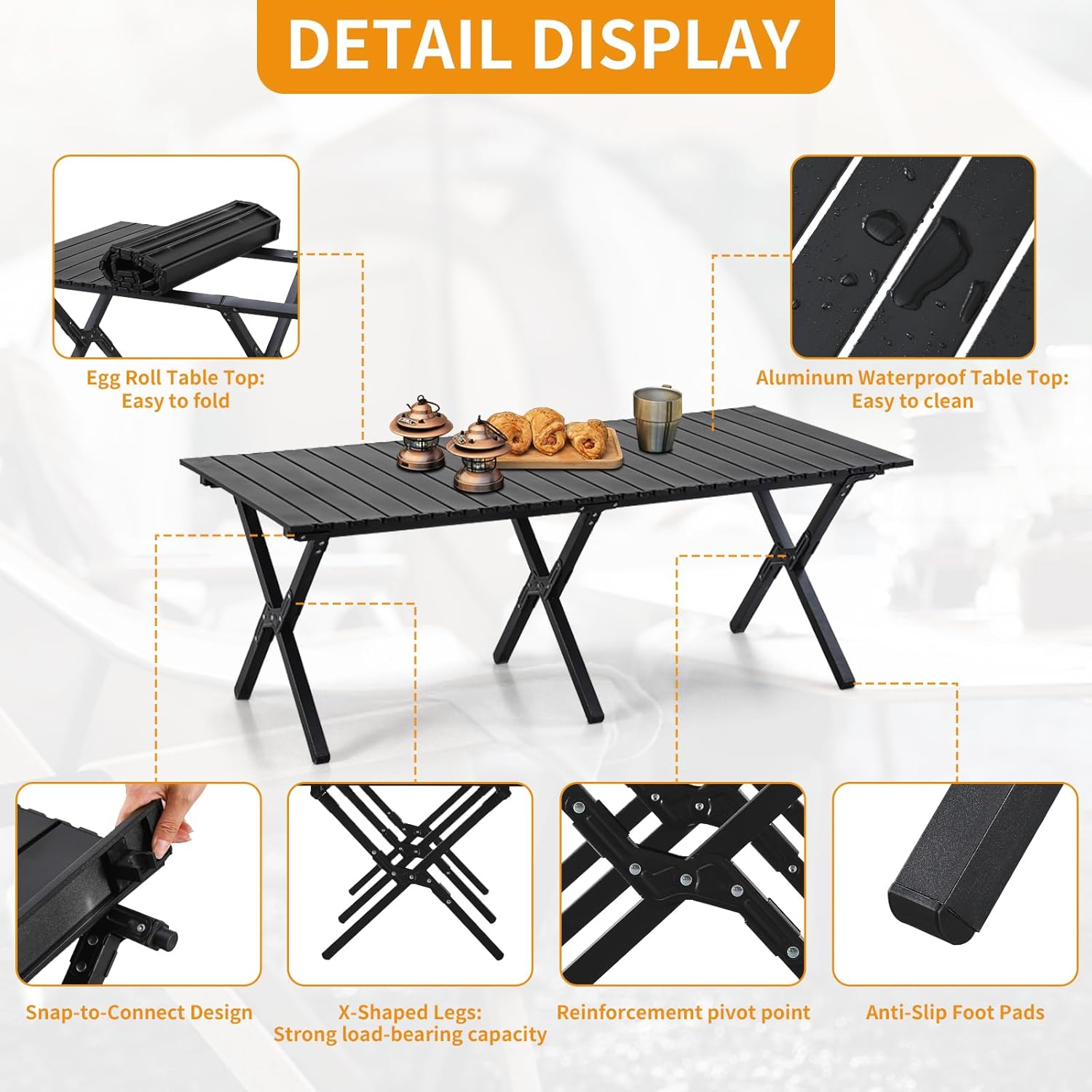 Boosden Mesa Plegable de Camping 120x80cm - immagine 4