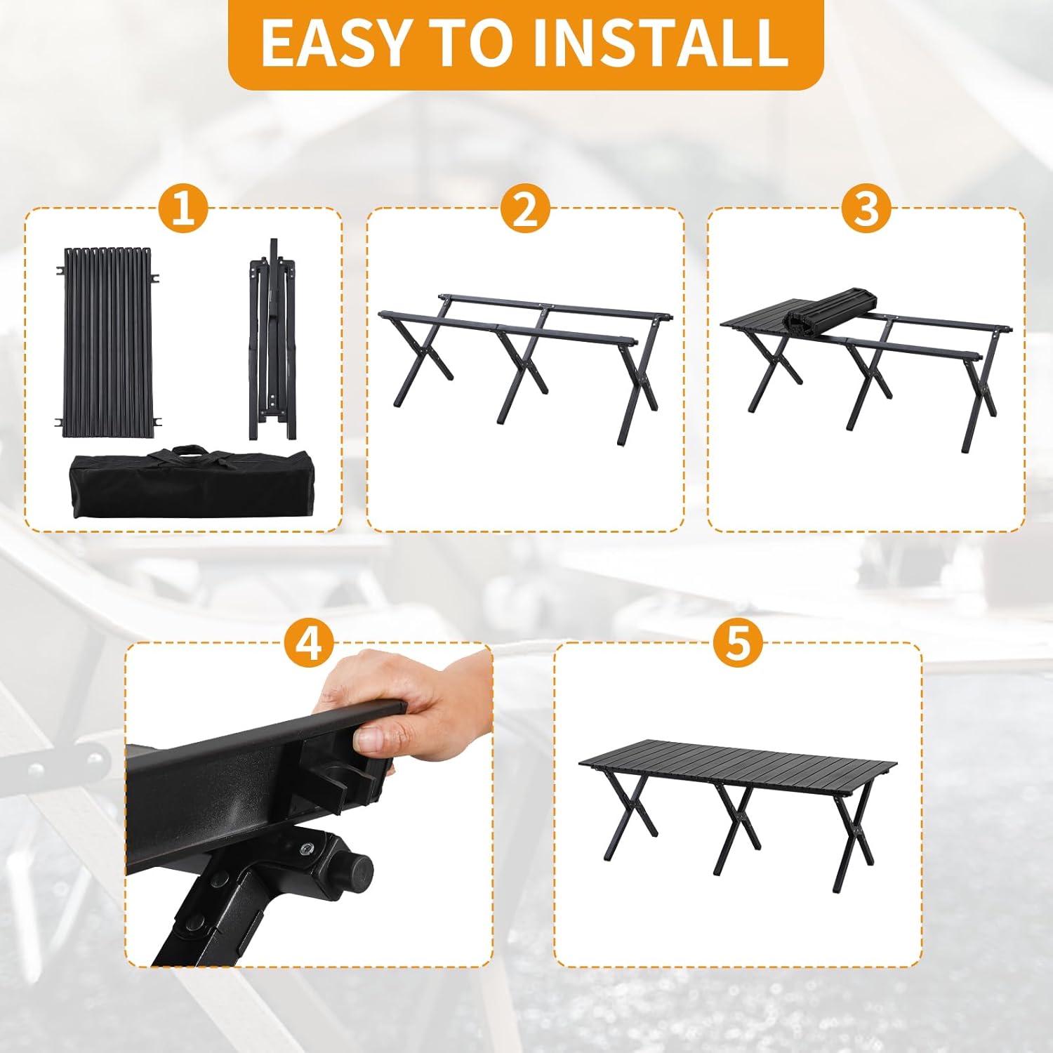 Boosden Mesa Plegable de Camping 120x80cm - immagine 7