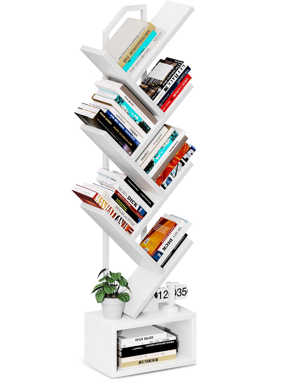 Coleshome Libreria ad Albero a 6 Ripiani, Bianco