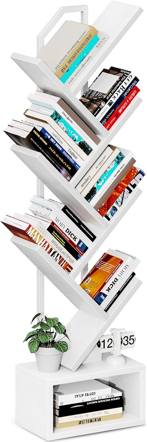 Coleshome Libreria ad Albero a 6 Ripiani, Bianco - immagine 1