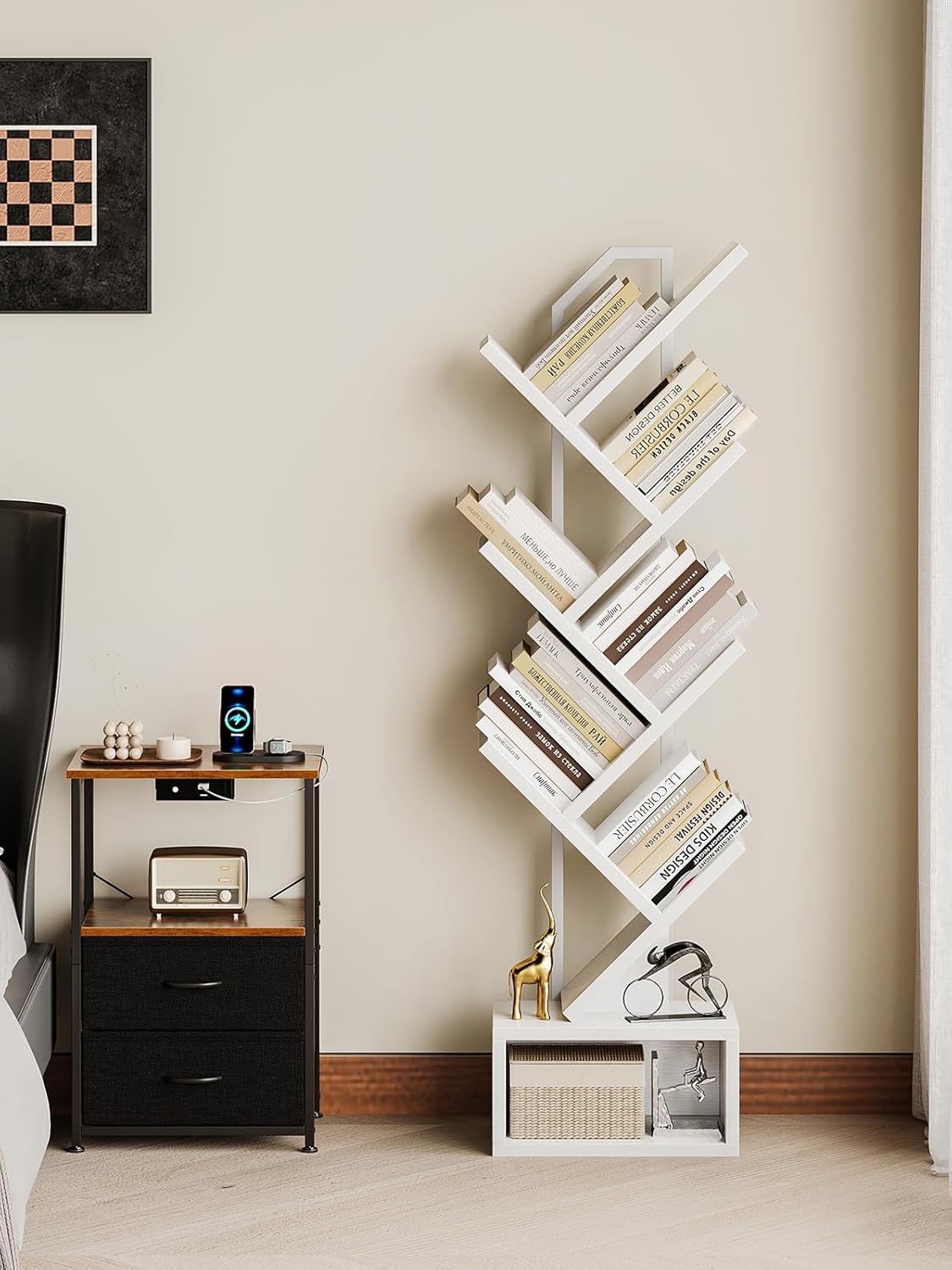 Coleshome Libreria ad Albero a 6 Ripiani, Bianco - immagine 2