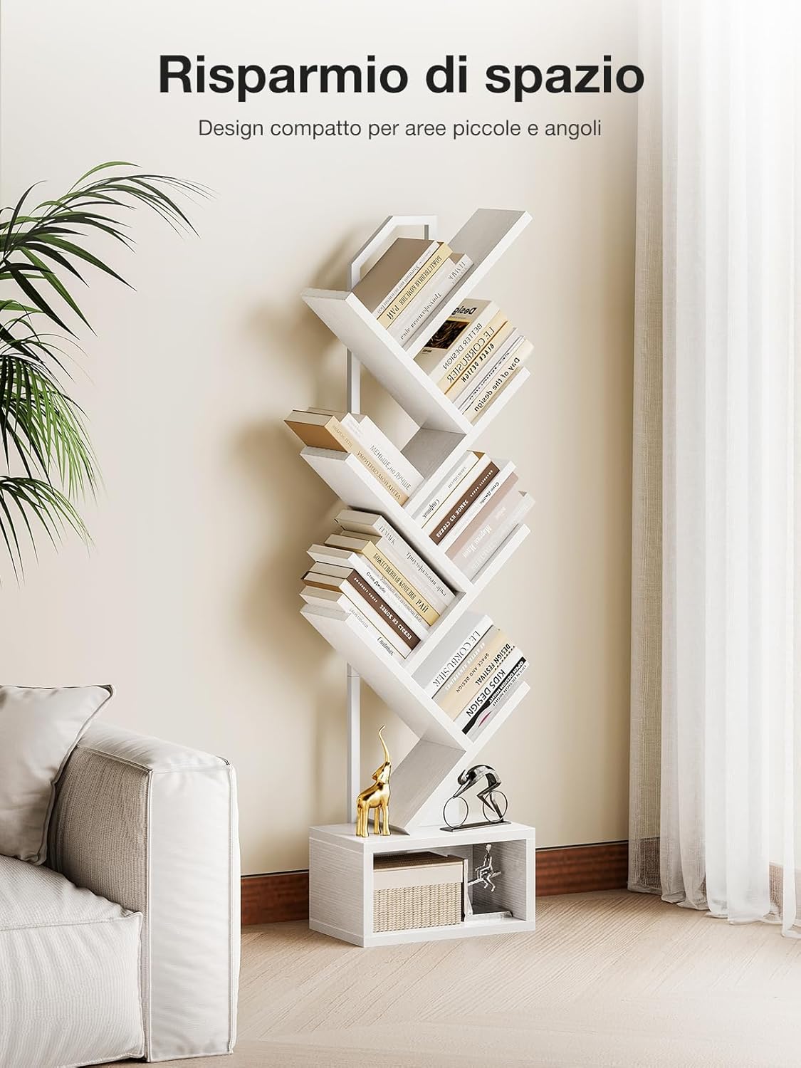 Coleshome Libreria ad Albero a 6 Ripiani, Bianco - immagine 4