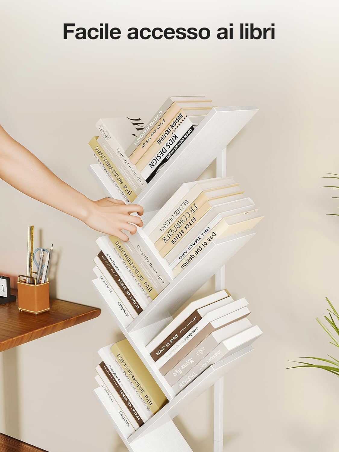 Coleshome Libreria ad Albero a 6 Ripiani, Bianco - immagine 7
