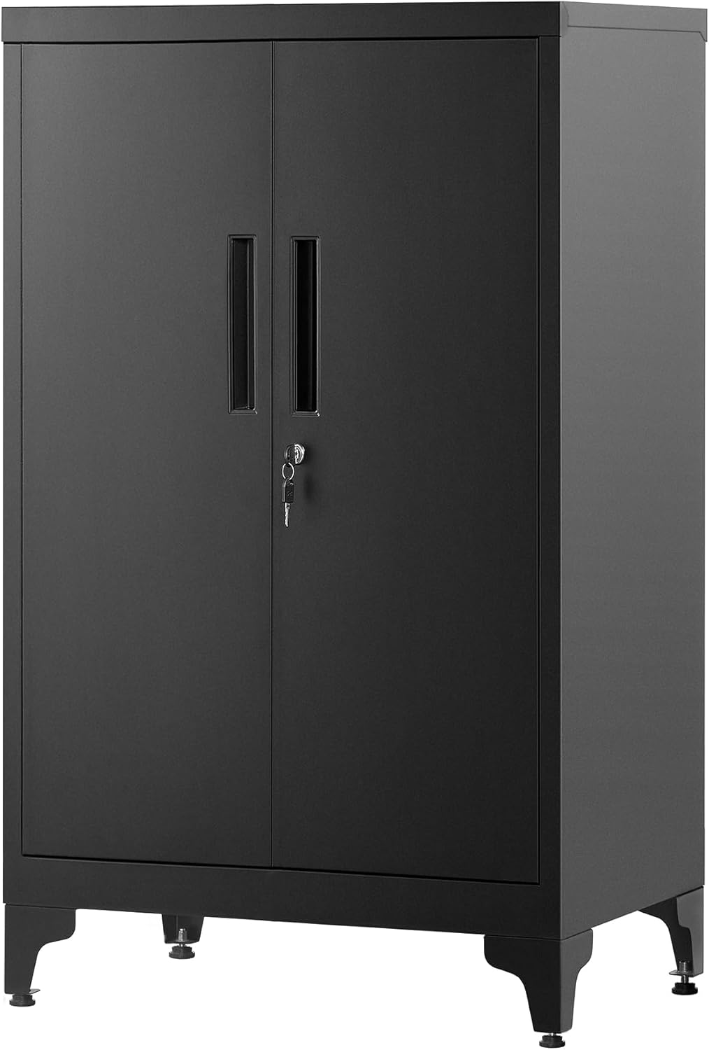Songmics Armadietto in Metallo a 2 Ante con Serratura, Nero Opaco - immagine 1
