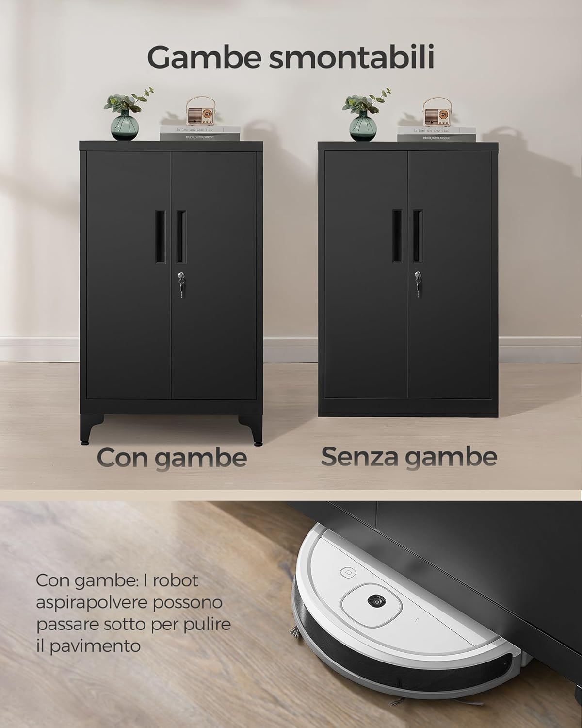 Songmics Armadietto in Metallo a 2 Ante con Serratura, Nero Opaco - immagine 7