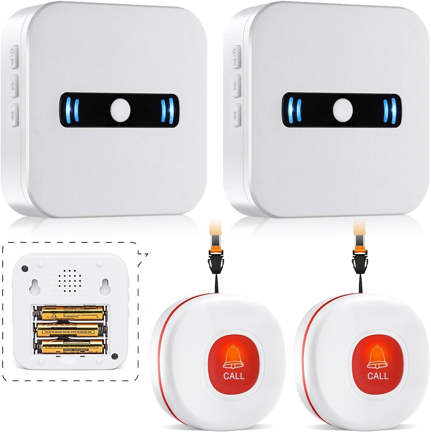 Daytech Salvavita Anziani,SOS Anziani,Campanello per Anziani,Allarme per Anziani per l'assistenza Domiciliare(2 ricevitore + 2 pulsante)