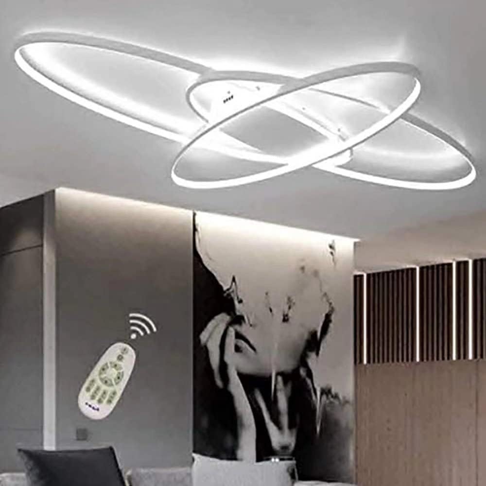 Mqw Lampadario a LED Ovale 95cm, Bianco e Nero - immagine 2