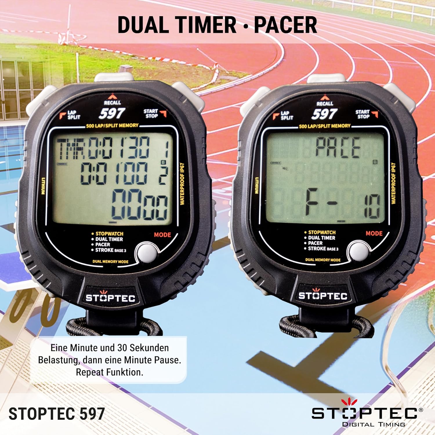 Stoptec - Cronometro 597 con Display 3 Righe - immagine 6