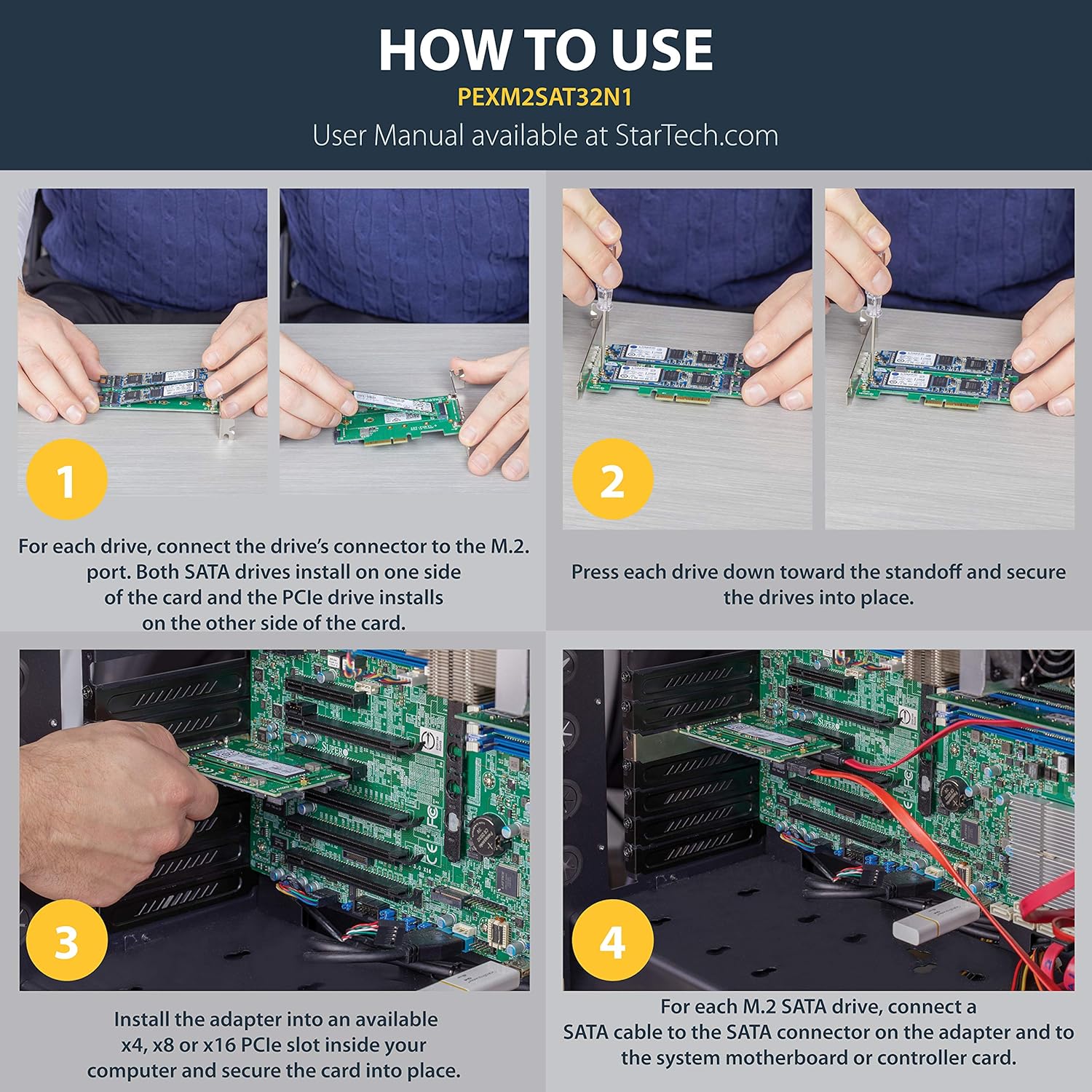 Startech.com Adattatore SSD M.2 NGFF a 3 Porte - immagine 4