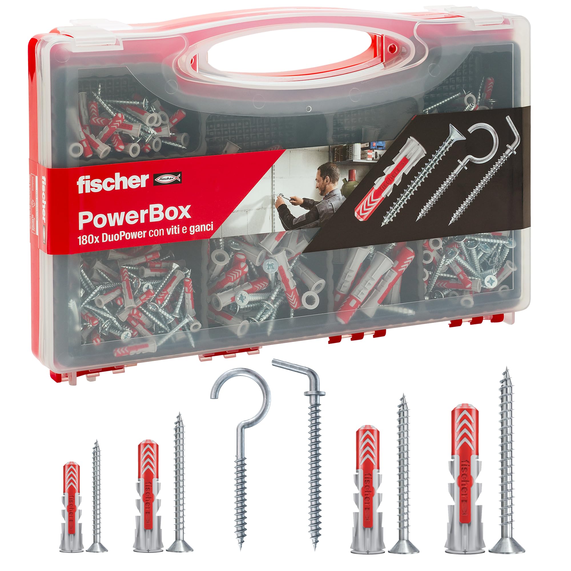 Fischer PowerBox 180 Tasselli DuoPower con Viti e Ganci