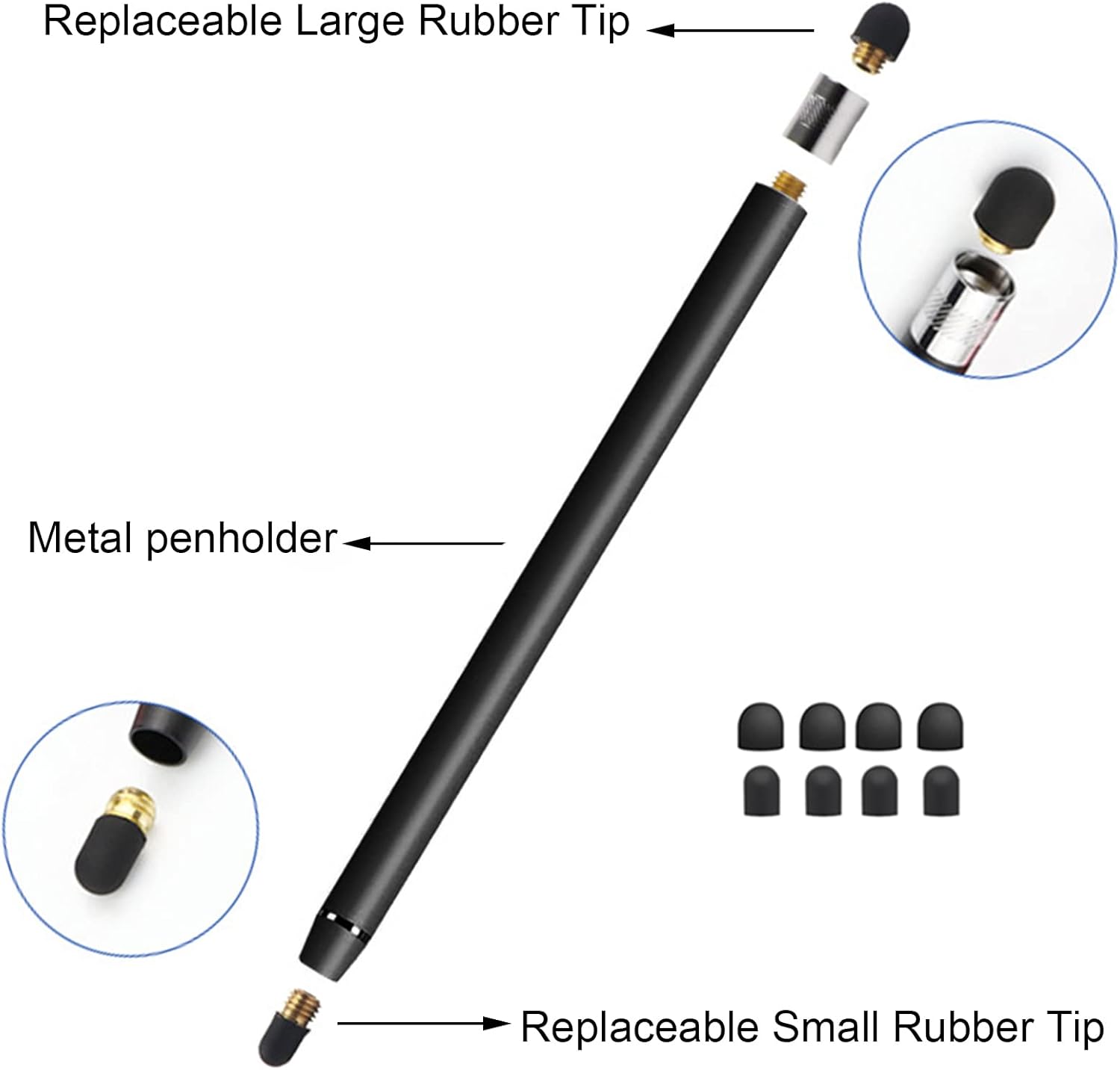 Penne per Tablet 2 Pezzi 2 in 1, Nero+Rosa - immagine 2