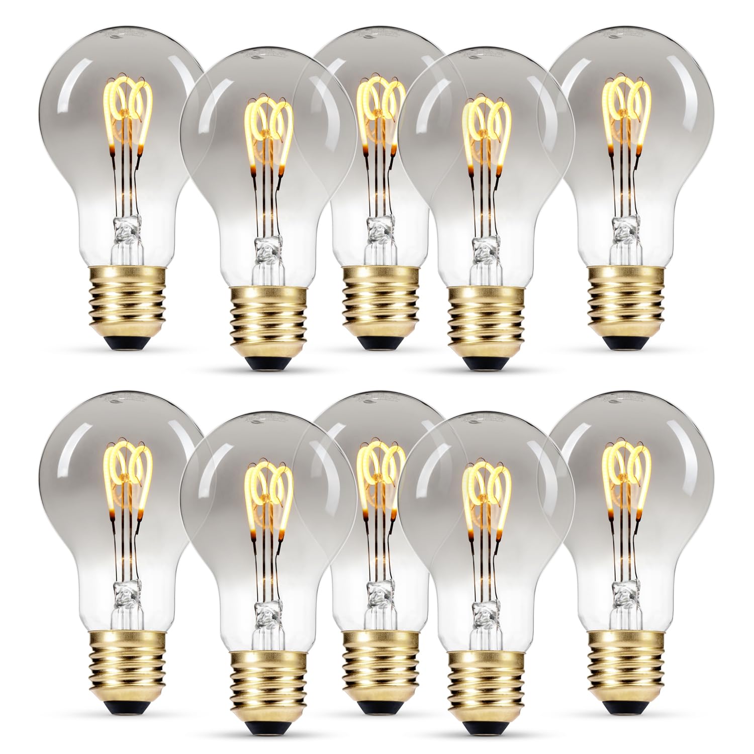 Greenandco 10x Lampadina LED Vintage E27 A60 3W, Bianco Caldo