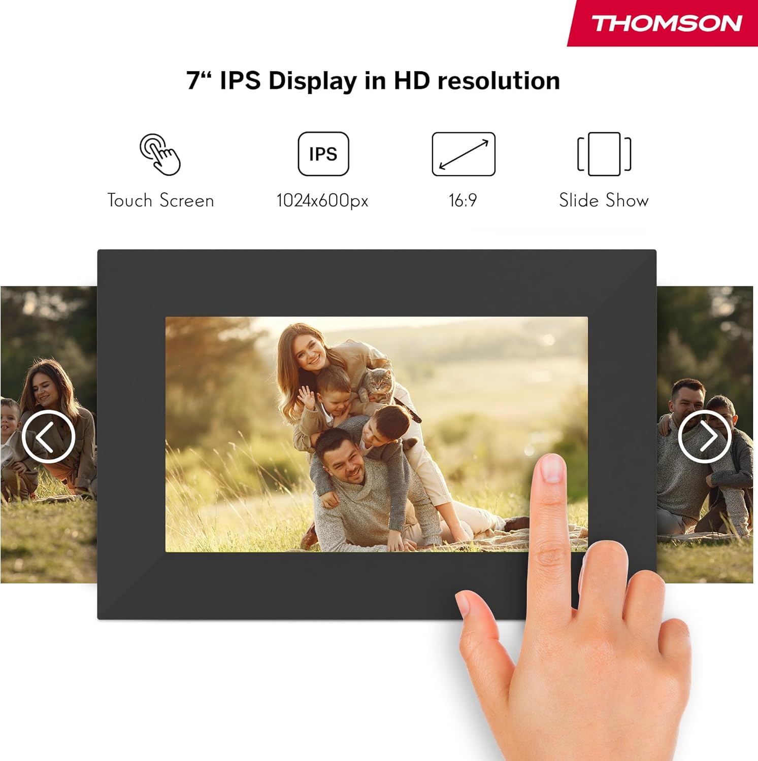 Thomson Cornice Digitale 7 Pollici HD IPS Touch, Nera - immagine 5