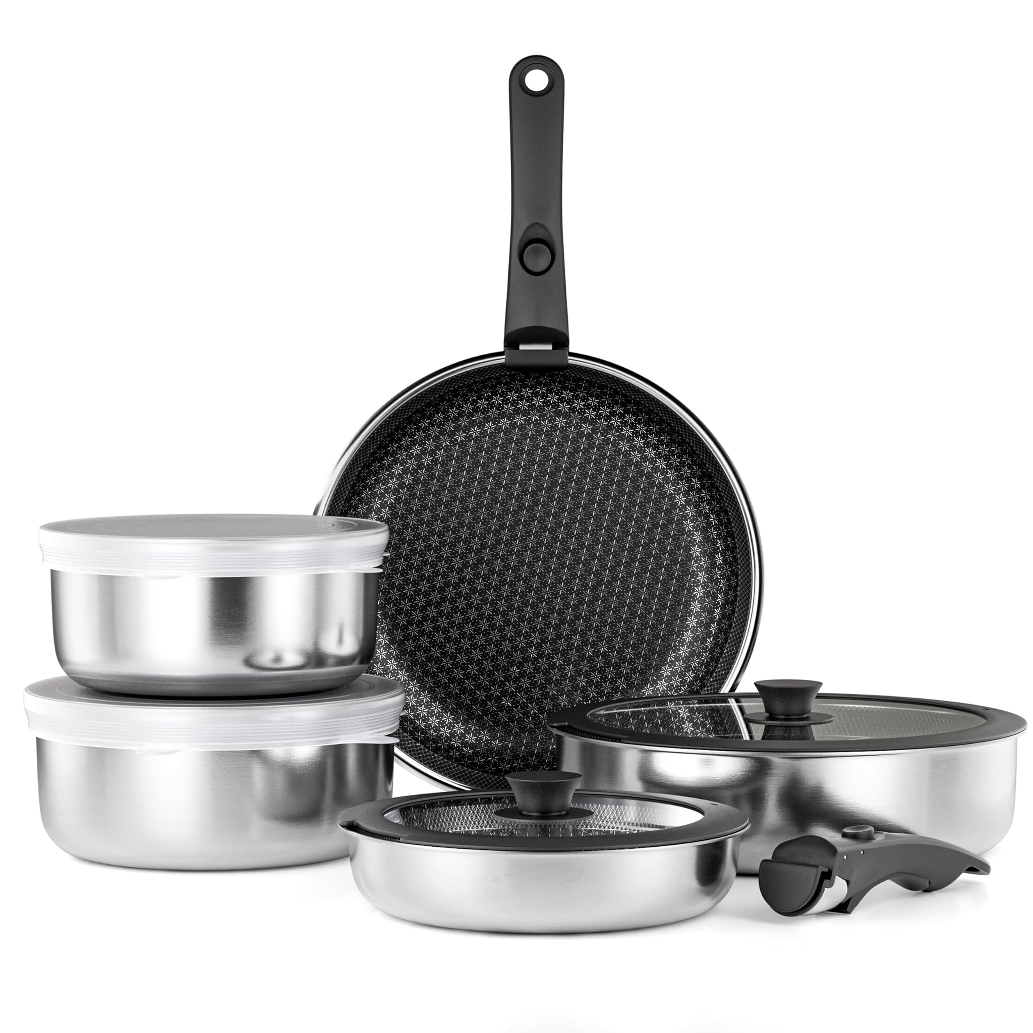 Riovarm Set Pentole e Padelle Induzione, Acciaio Inox