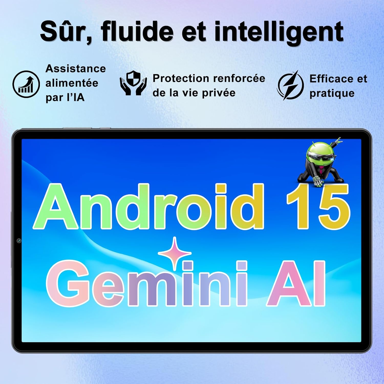 Tablet 10 Pollici Android 15 con Gemini AI, Grigio Chiaro - immagine 3