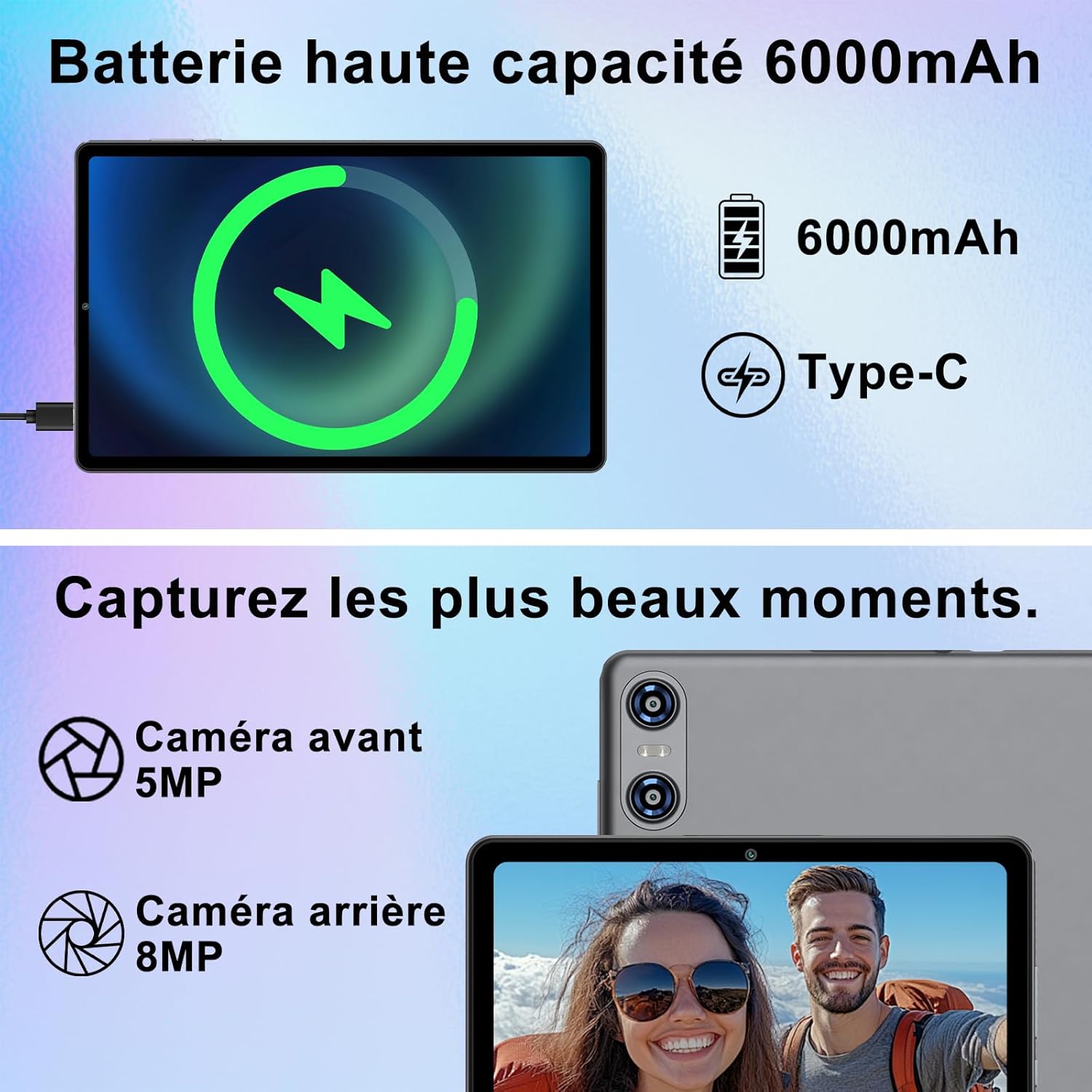 Tablet 10 Pollici Android 15 con Gemini AI, Grigio Chiaro - immagine 7