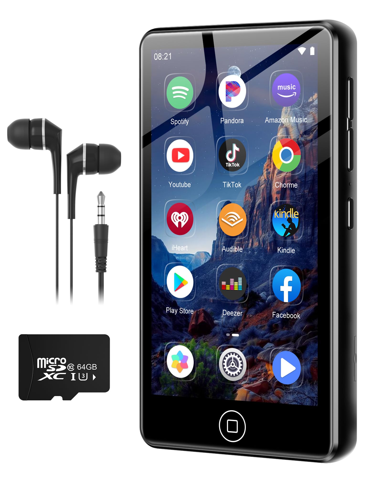 Agxov Lettore MP3 80GB con Wi-Fi & Bluetooth, Nero