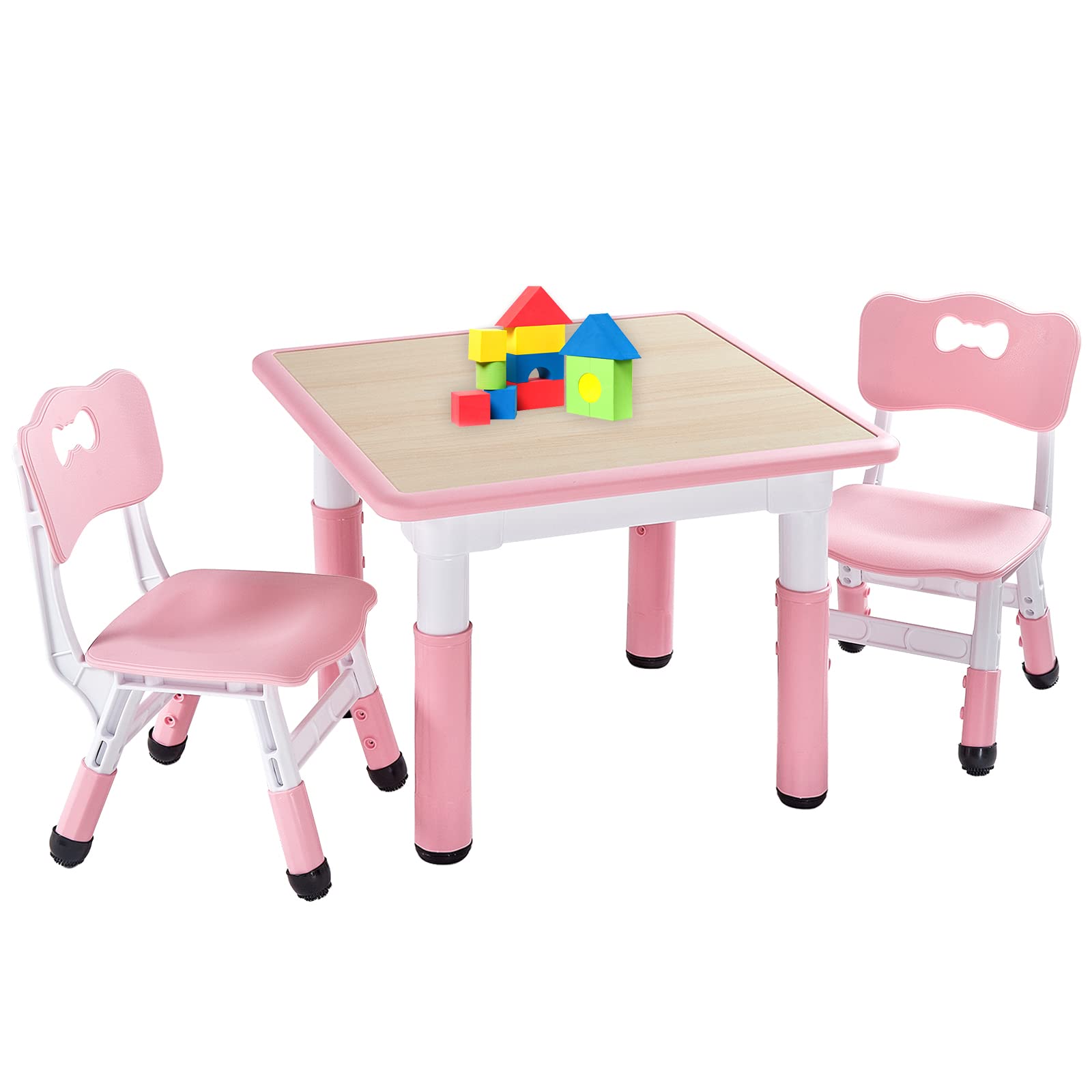 Funlio Tavolino con 2 Sedie per Bambini Regolabili - Rosa