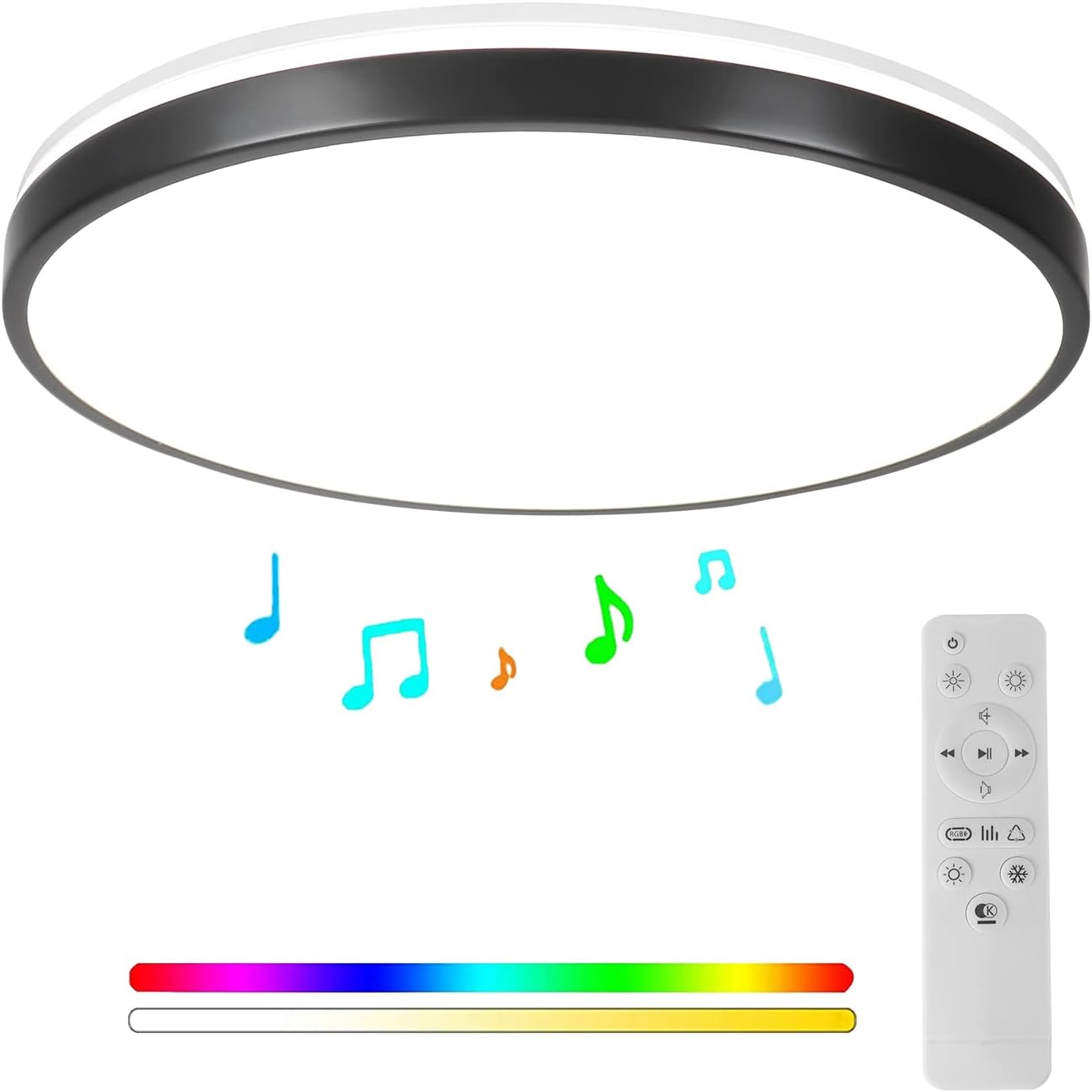 Horevo Plafoniera Bluetooth con Altoparlante 30CM, Nera - immagine 1