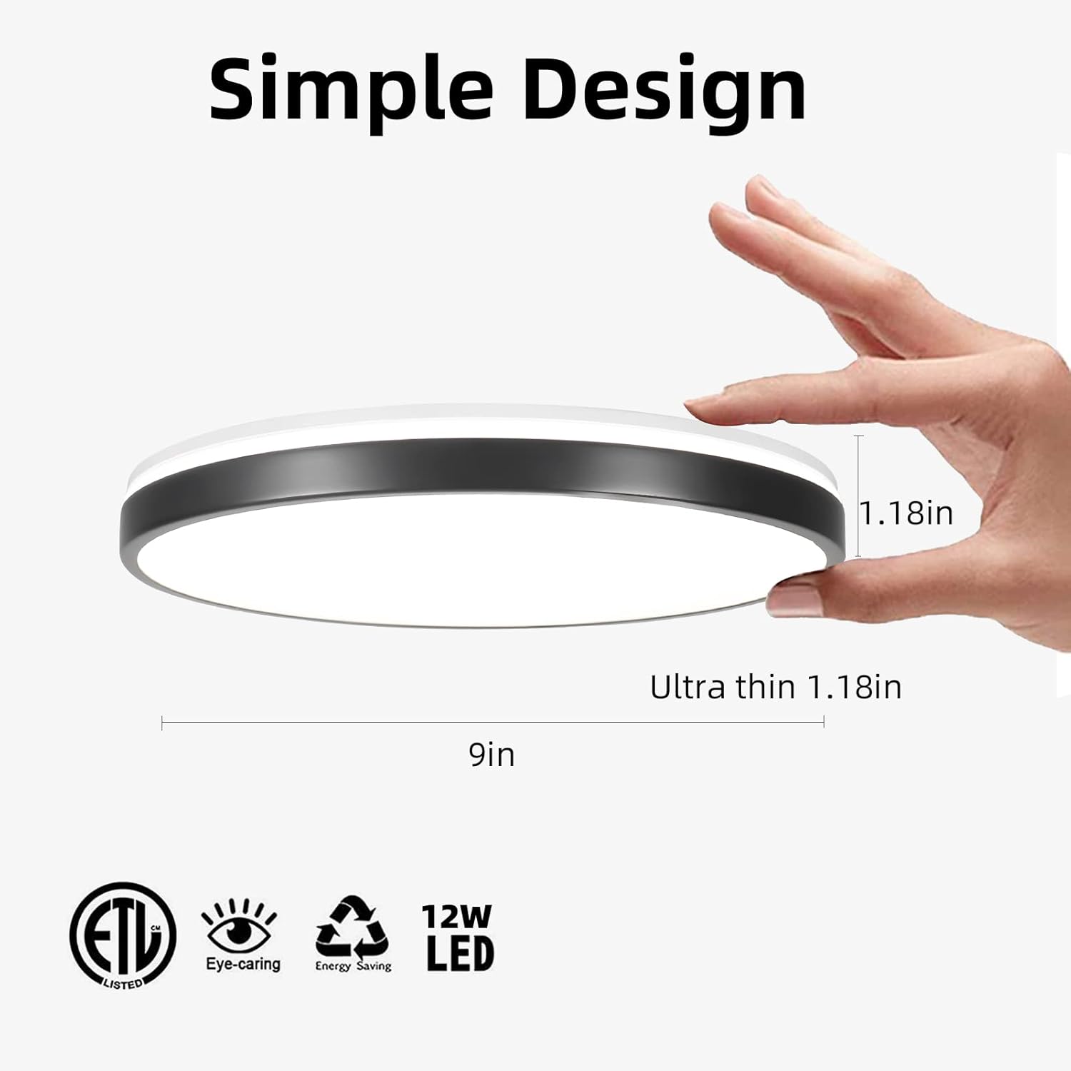 Horevo Plafoniera Bluetooth con Altoparlante 30CM, Nera - immagine 3