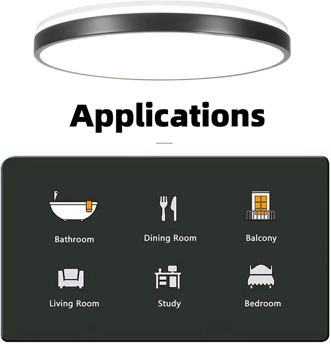 Horevo Plafoniera Bluetooth con Altoparlante 30CM, Nera - immagine 4