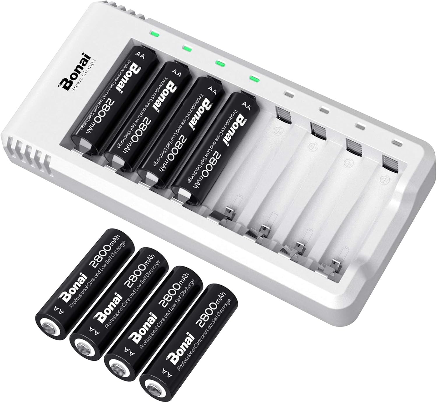BONAI Batterie Ricaricabili AA 2800mAh - 8 Pezzi