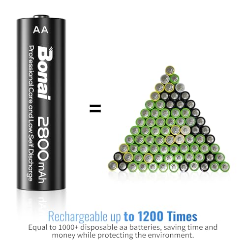 BONAI Batterie Ricaricabili AA 2800mAh - 8 Pezzi - immagine 2