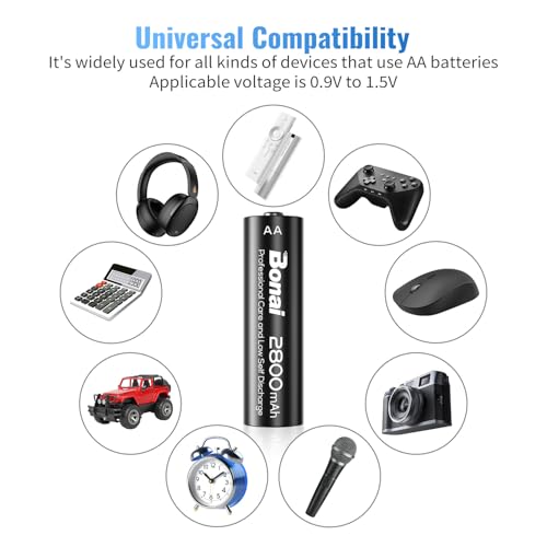 BONAI Batterie Ricaricabili AA 2800mAh - 8 Pezzi - immagine 3