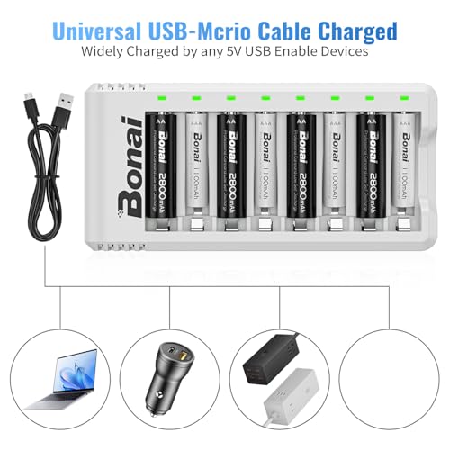 BONAI Batterie Ricaricabili AA 2800mAh - 8 Pezzi - immagine 4