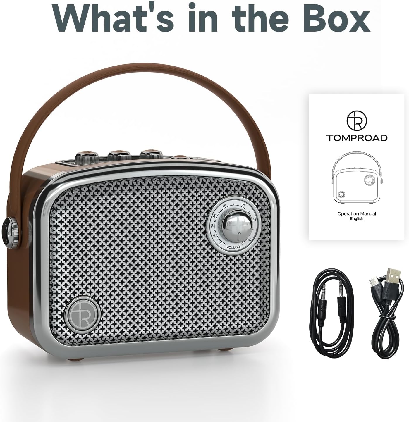 Altoparlante Bluetooth Portatile Stile Vintage, Marrone - immagine 7