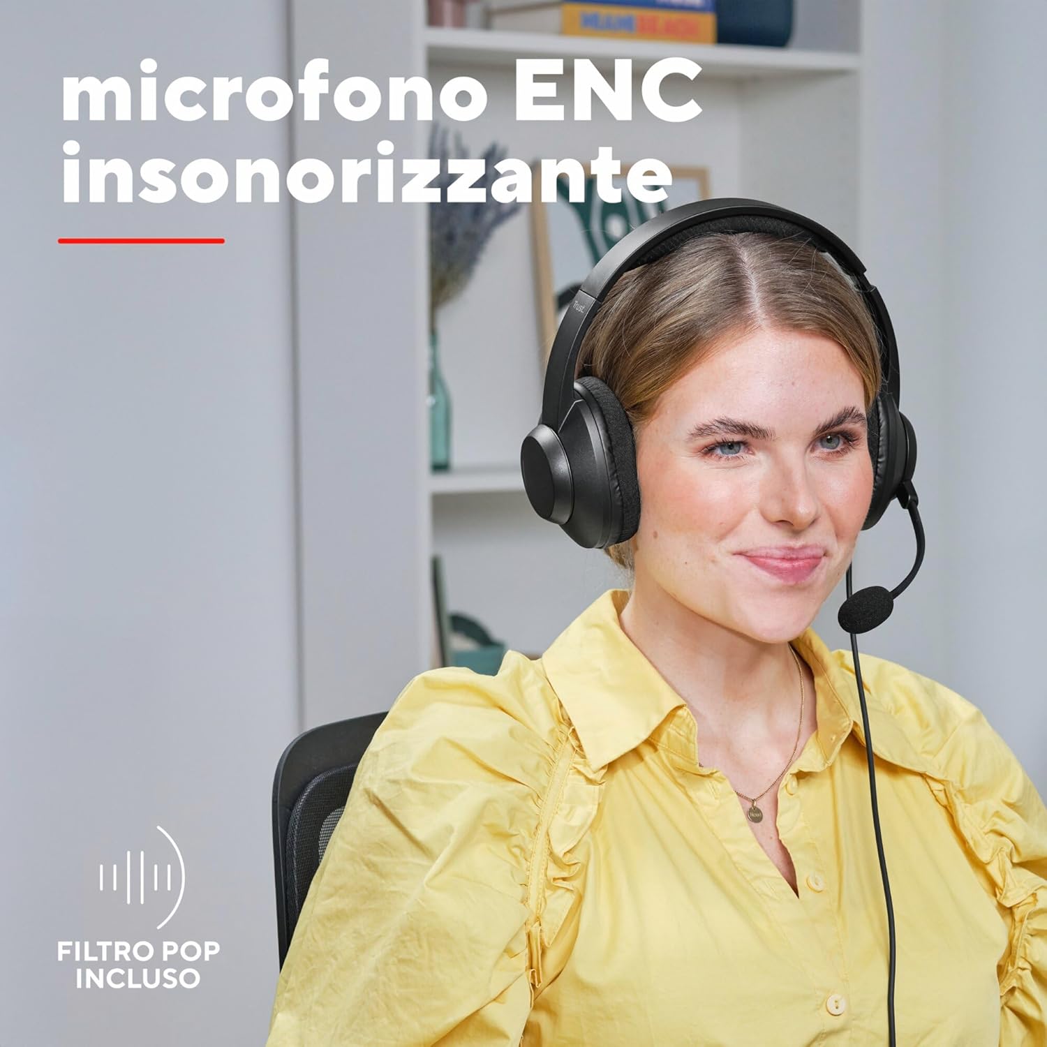 Trust Ayda Max USB Cuffie con Microfono ENC, Nero - immagine 3