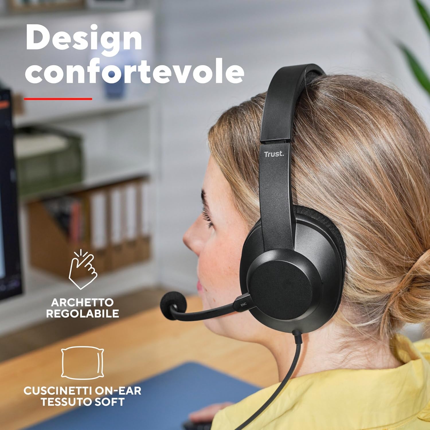 Trust Ayda Max USB Cuffie con Microfono ENC, Nero - immagine 4