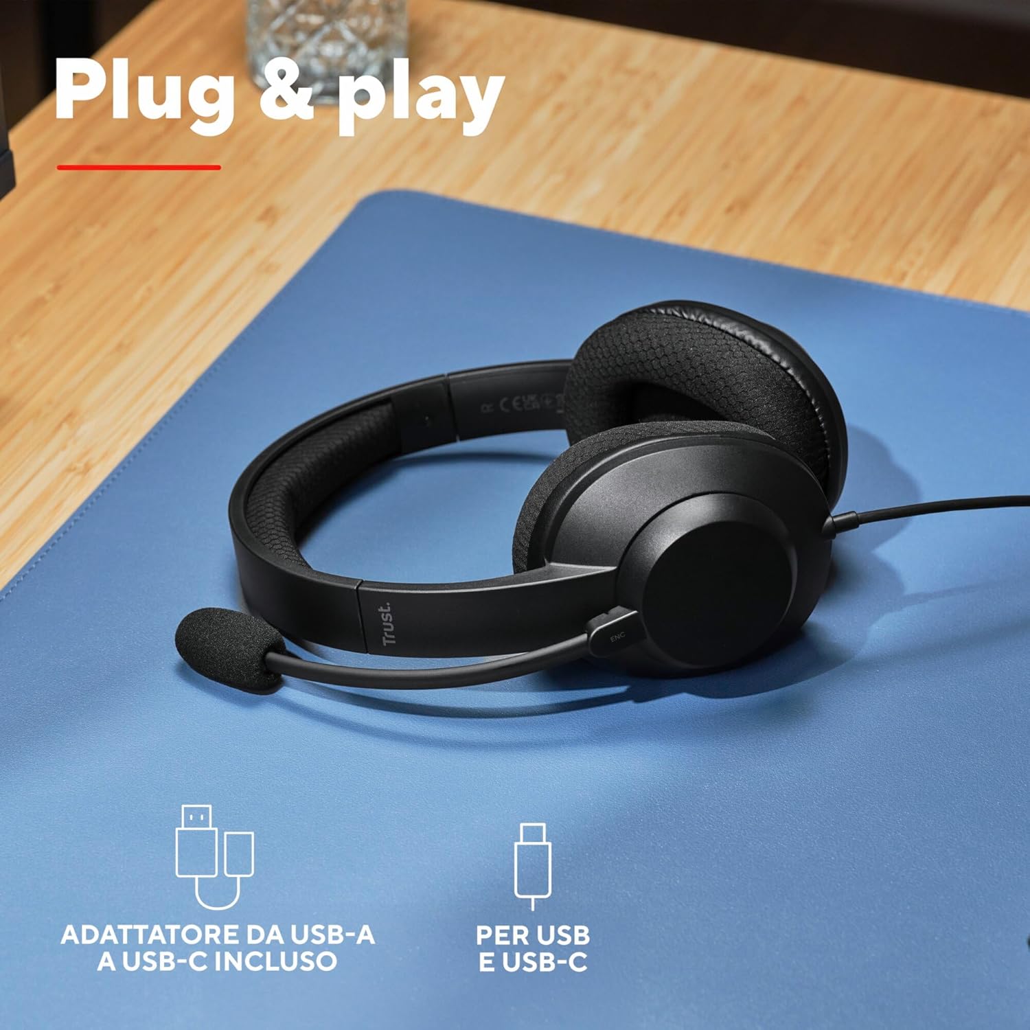 Trust Ayda Max USB Cuffie con Microfono ENC, Nero - immagine 7