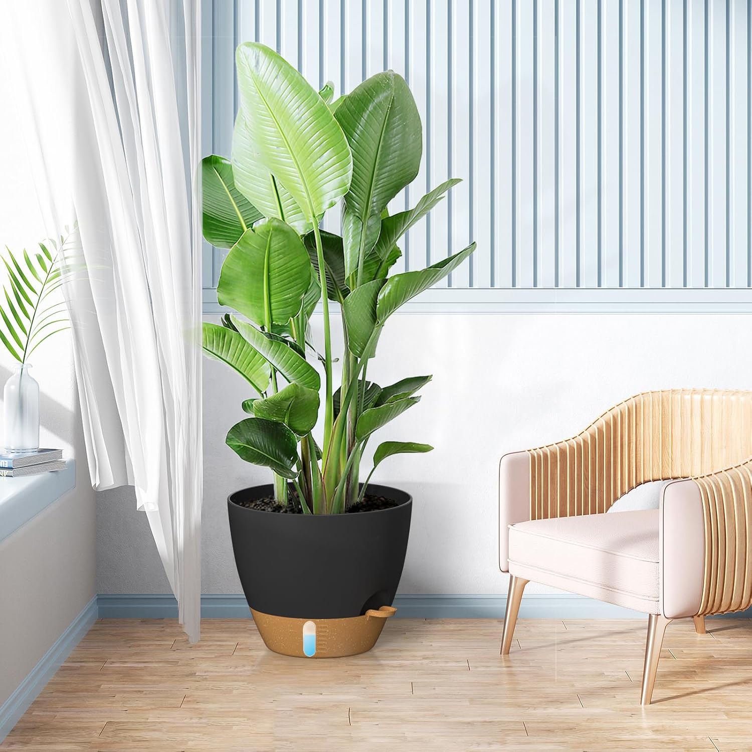 ZMTECH Vaso per Piante 30cm Autoinnaffiante, Nero - immagine 6