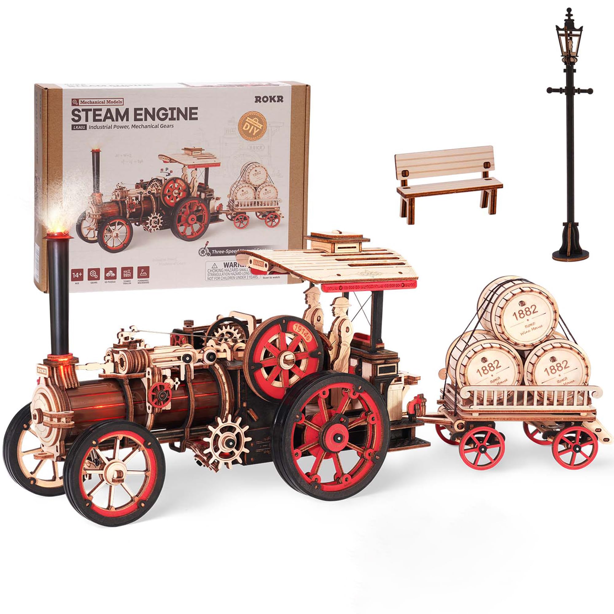 Rokr Puzzle 3D Legno Locomotiva a Vapore - 469 Pezzi