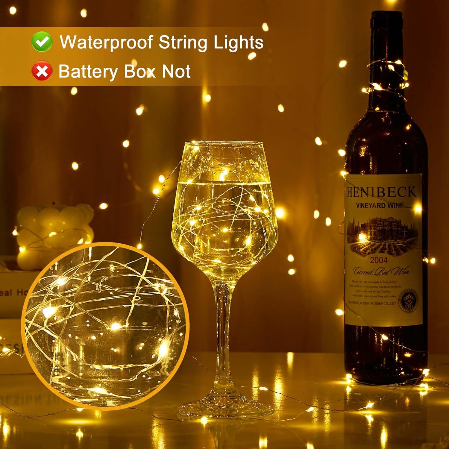 Micro LED Luci Stringa 1M 10 LEDs, 20 Pezzi, Bianco Caldo - immagine 4