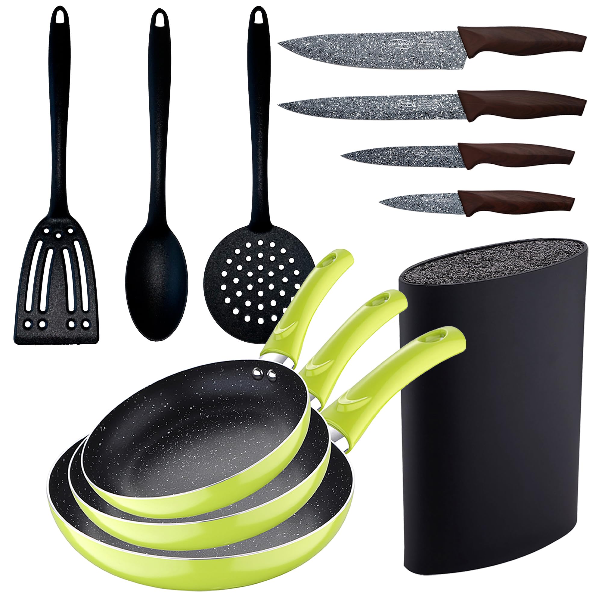 Set 3 Padelle Alluminio Pressato Verde (20+24+28 cm)