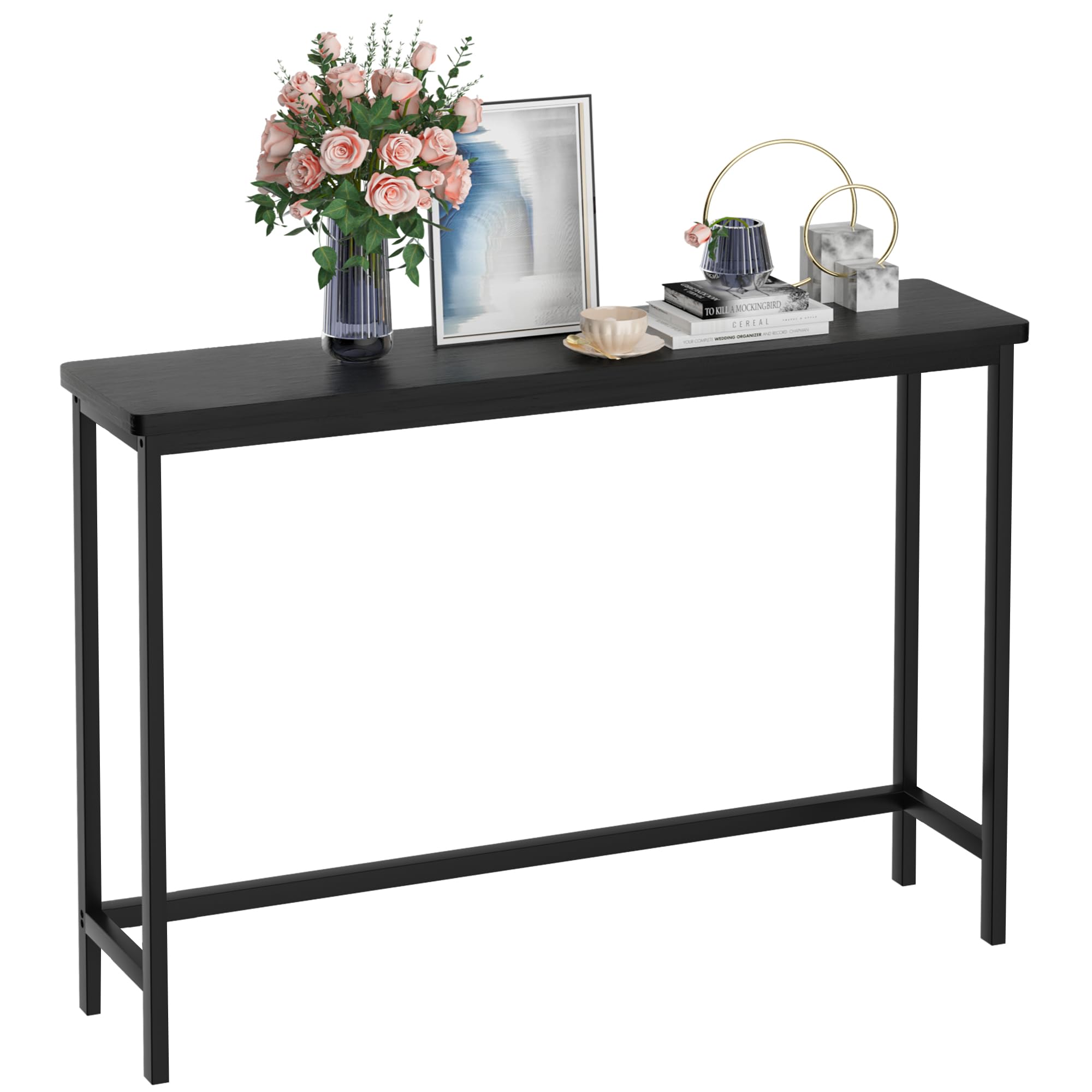 Vasmia Consolle Ingresso 100 cm in Bambù, Nero