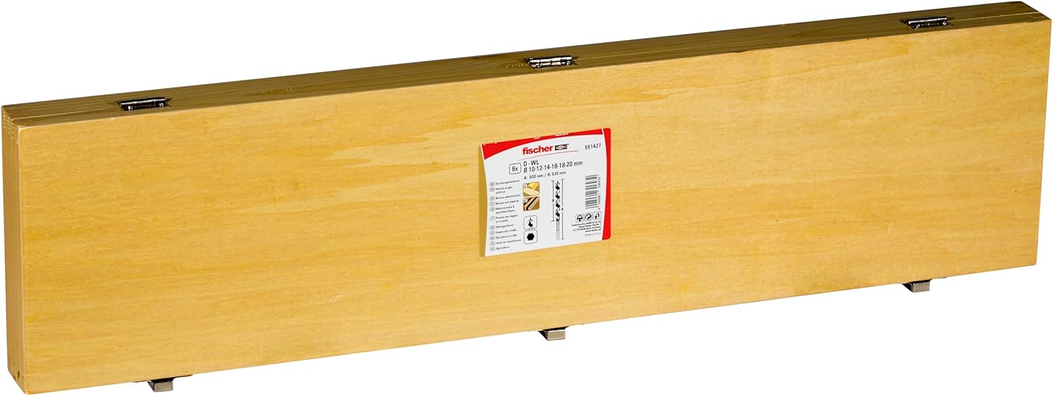 Fischer Set 6 Punte Trapano D-WL PL Lewis per Legno 600mm