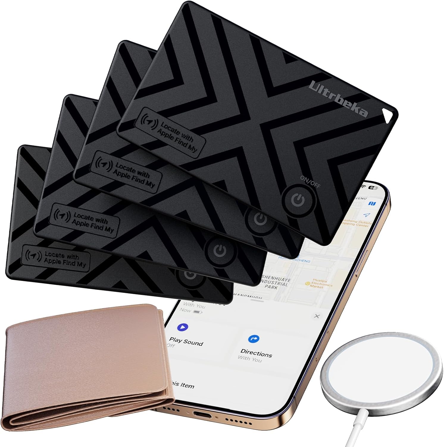 4-Pack Wallet Tracker MFi Certificato con Caricatore Wireless - immagine 1