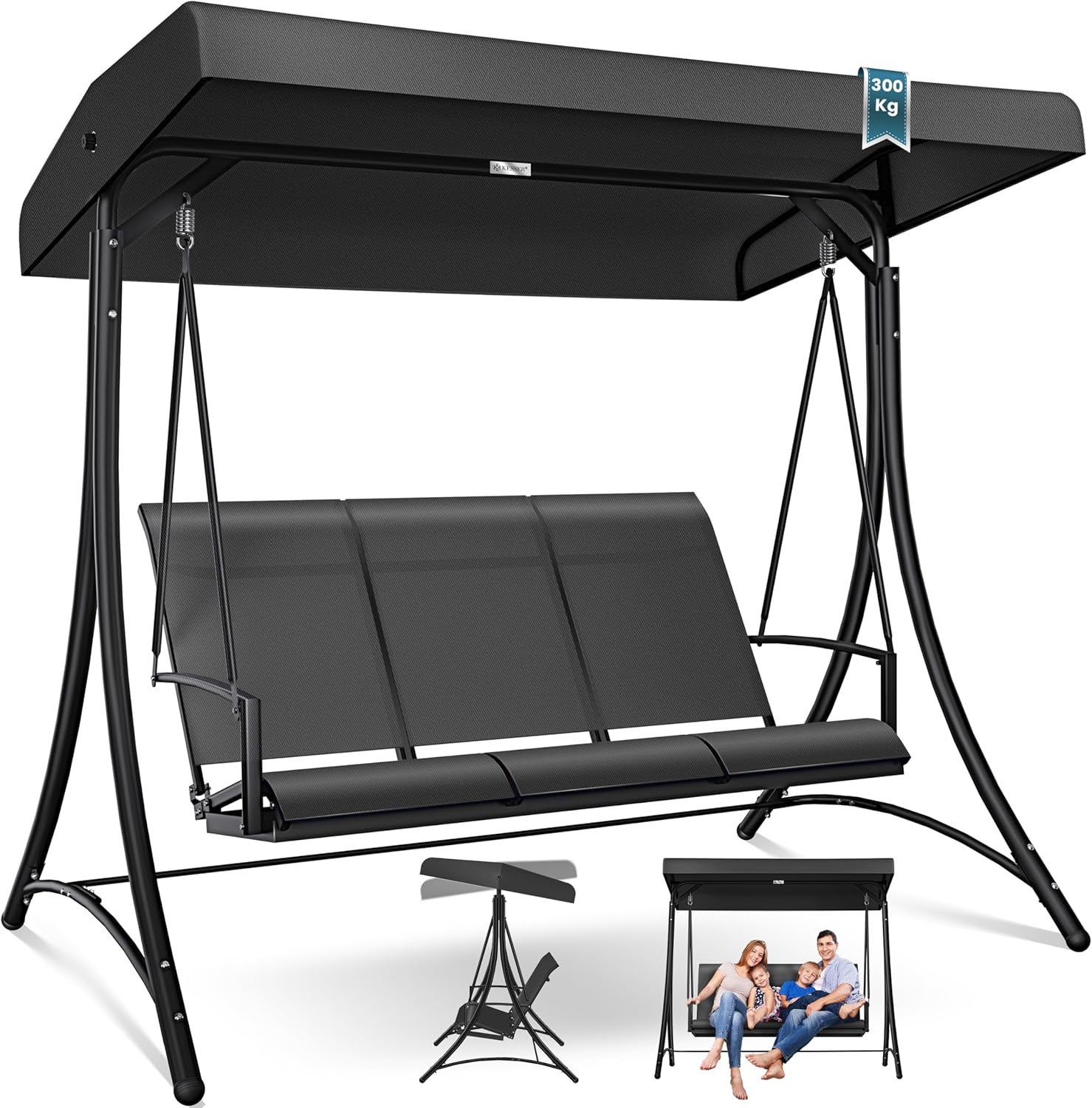 Kesser® Dondolo Hollywood 3 Posti 300kg, Nero