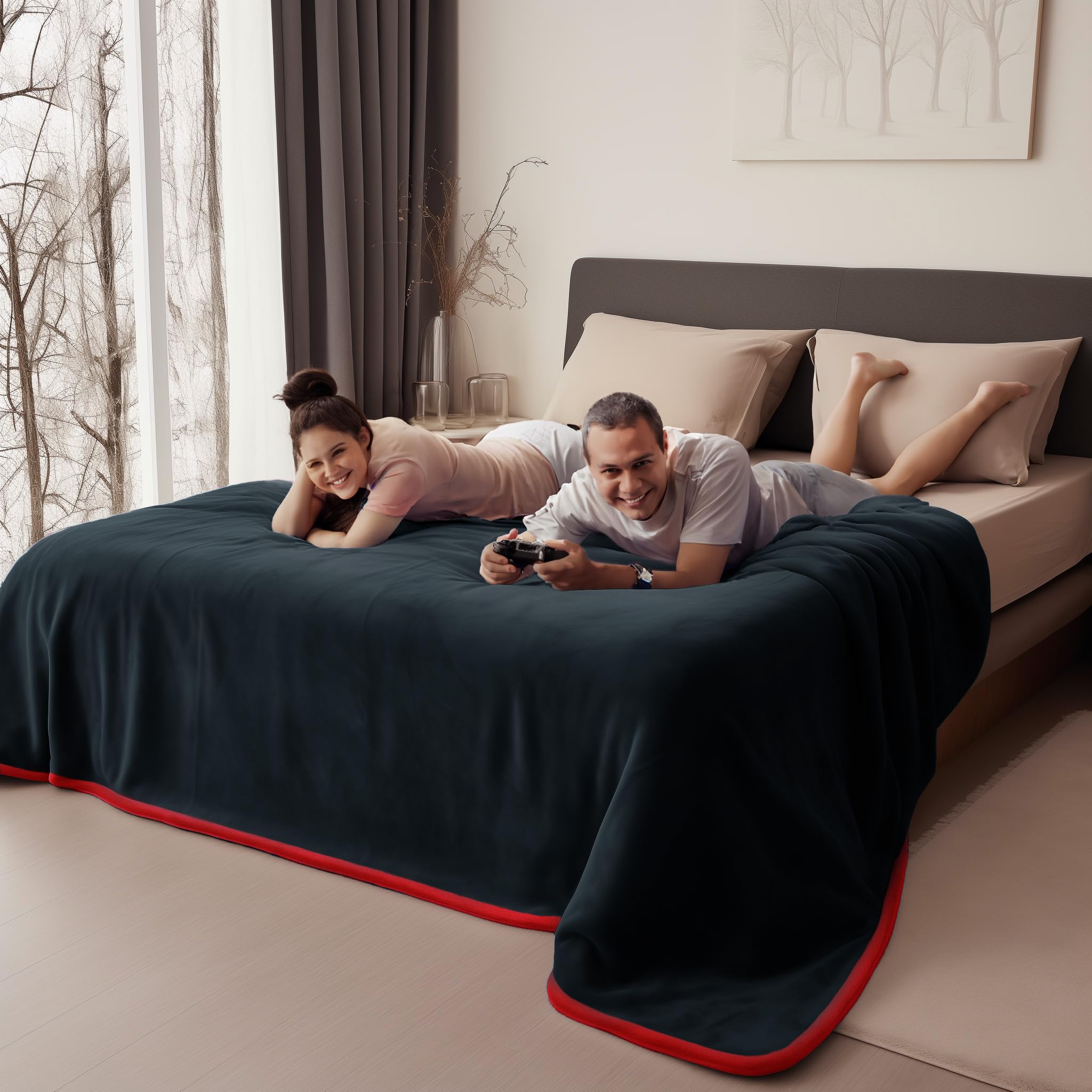 Bedding Aid Copriletto Impermeabile 203x229cm, Rosso/Nero