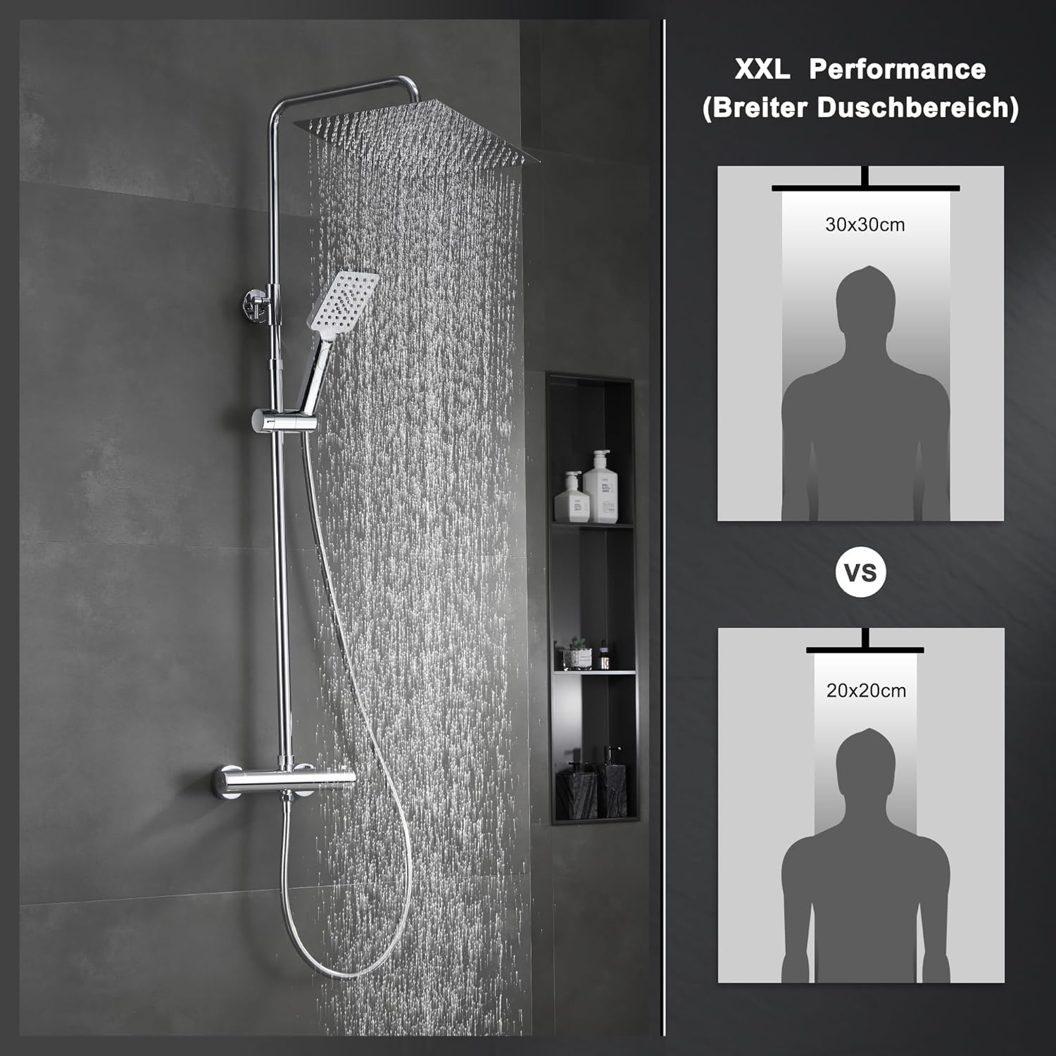 Görbach Colonna Doccia con Rubinetto Termostato, Cromo - immagine 2